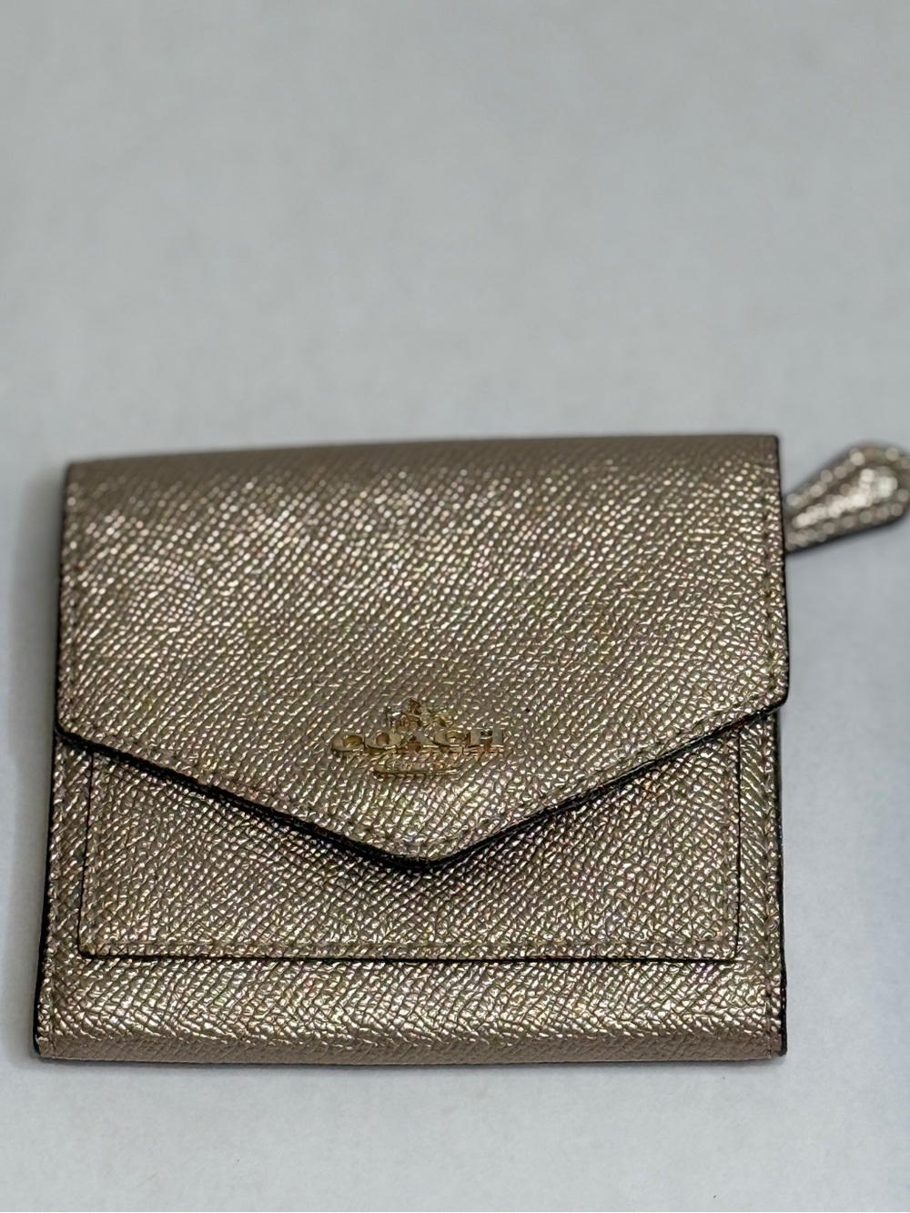 Coach Metallic Rose Gold Compact Envelope Wallet
